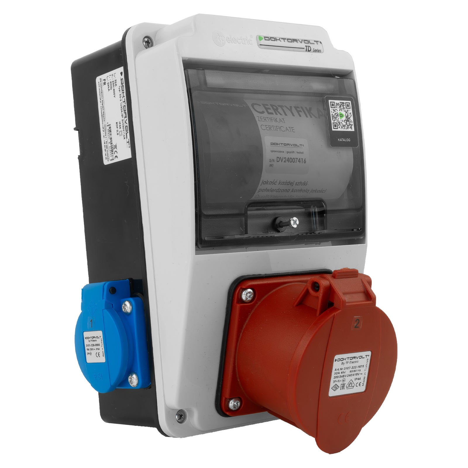 Rozdzielnica budowlana XS-S 32A 2x230V IP44 gniazda Doktorvolt DV-5077-F