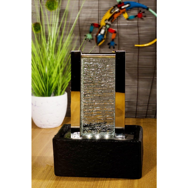 KÖHKO® Fontanna wewnętrzna Cha Cha 25001 Fontanna dekoracyjna Fontanna stołowa z oświetleniem LED