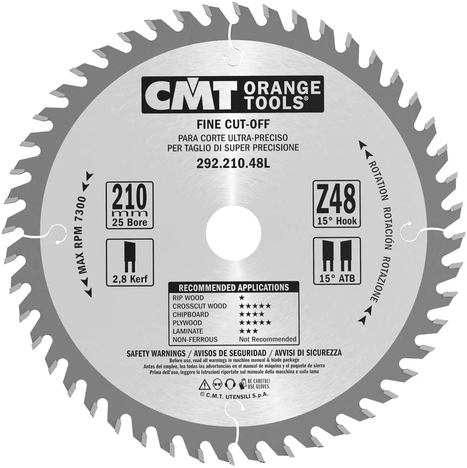 CMT Orange Tools 281.810.60M - Lame Laminates HPL HW 210x2.6/1.6x30 Z60 TCG Neg