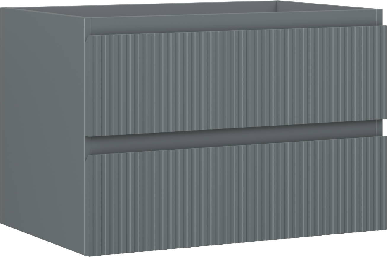 Mexen Rivel szafka łazienkowa podumywalkowa 70 cm, 2 szuflady, ryflowana , grafit mat - 91A20-07047-2-BFF66