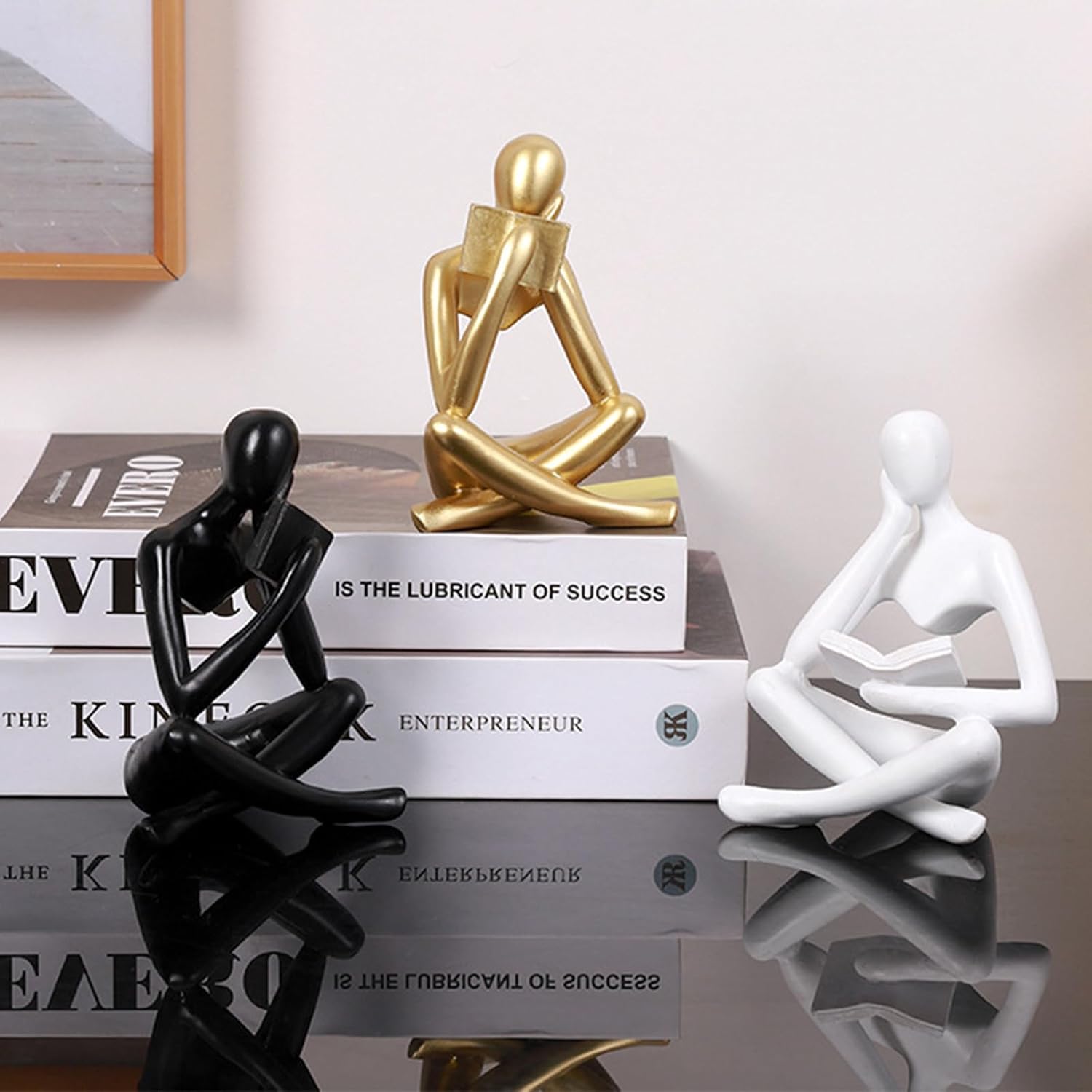 Statue Dorée Femme Lisant, Sculpture Penseur Abstraite, Décoration Moderne Salon, Bureau, Chambre, Étagère, Idée Cadeau | Leroy Merlin