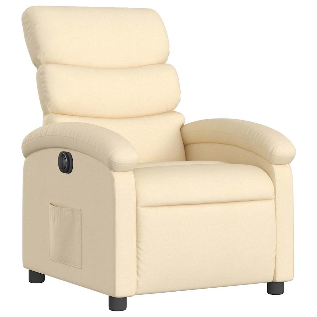 Fauteuil inclinable électrique Crème Tissu - 4