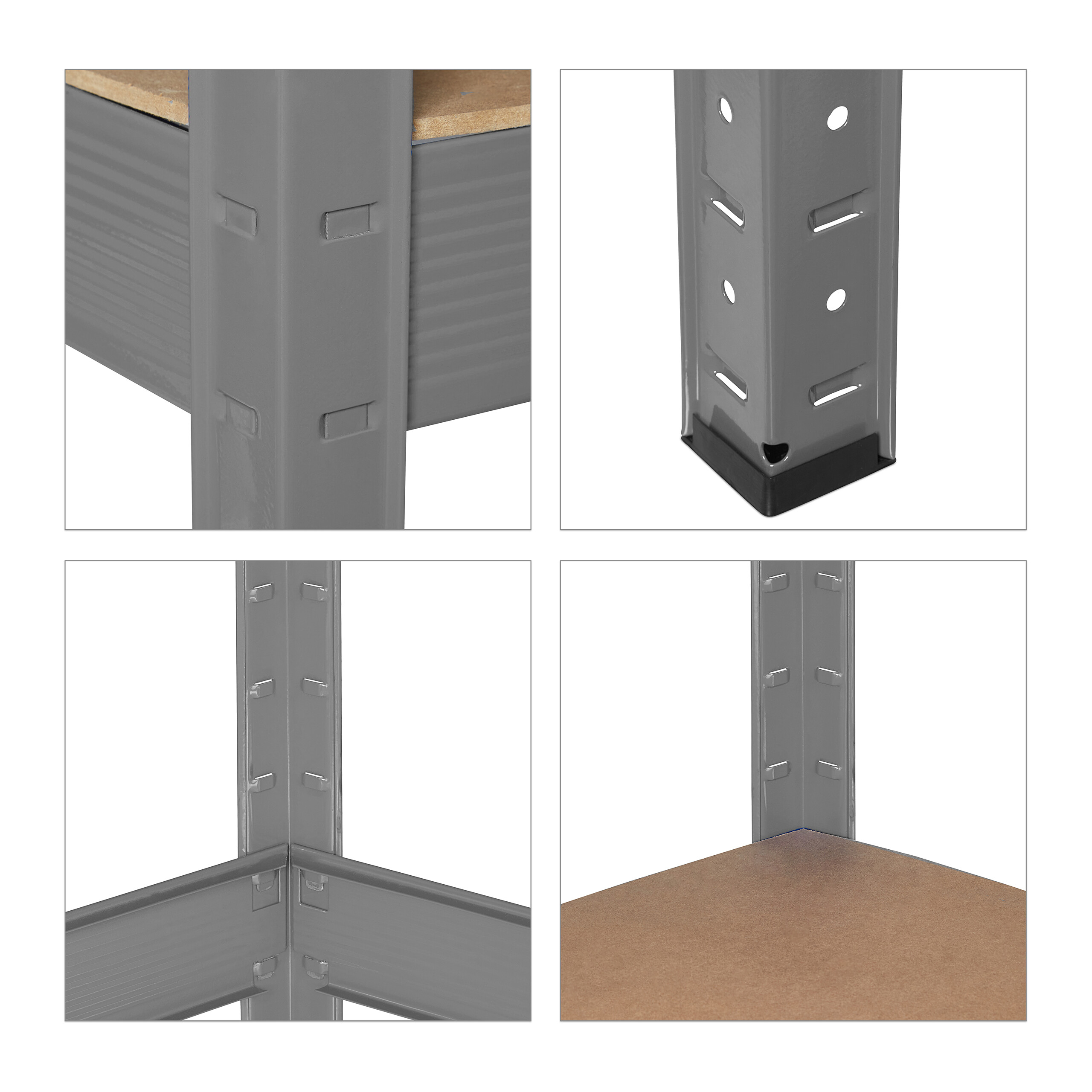 Bancada de trabalho, 600 kg, mesa, HBT: 91x141x61 cm, 2 níveis ajustáveis, bancada em aço e MDF, antracite, Relaxdays - 7