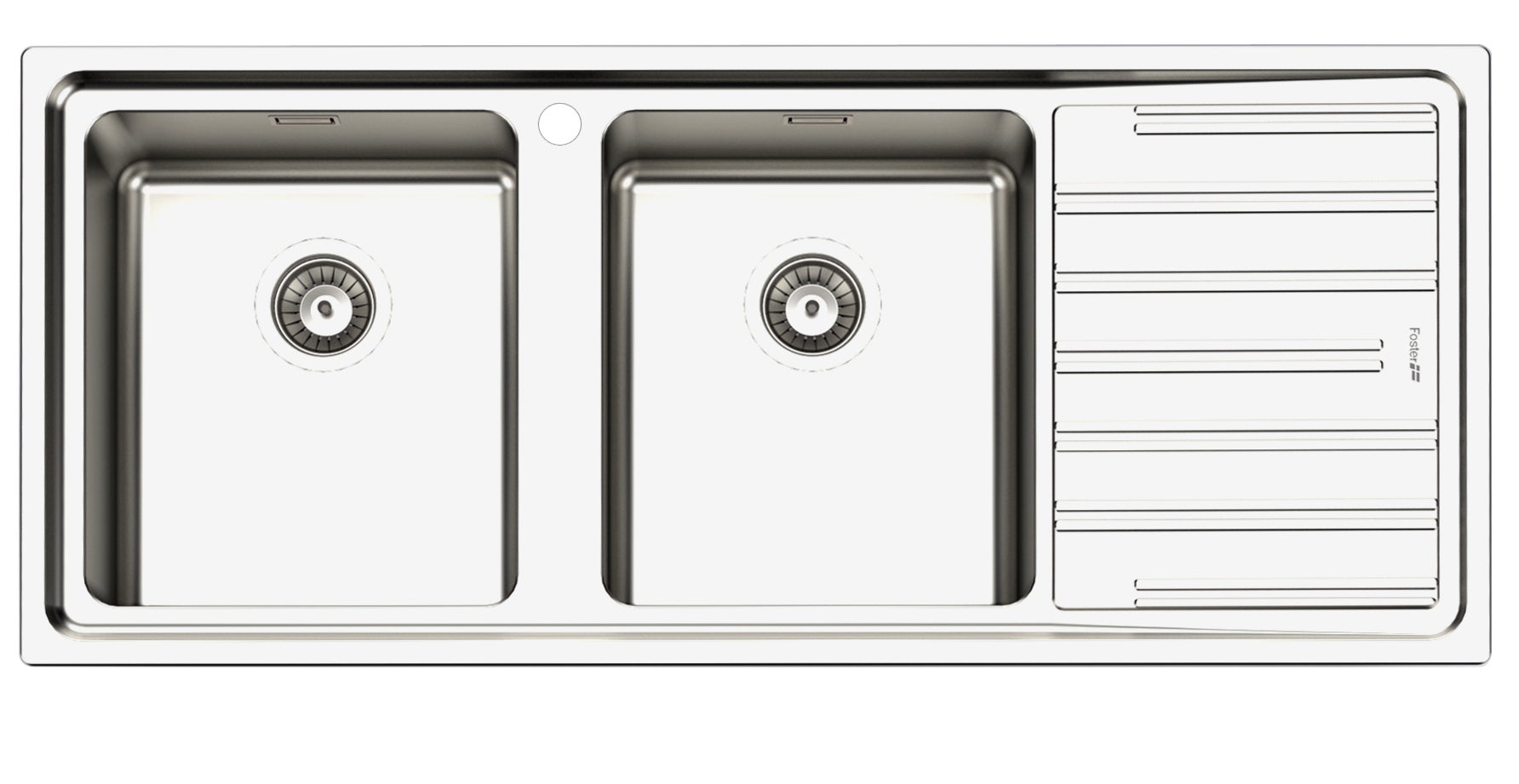 Lavello Cucina A 2 Vasche In Acciaio Inox Foster - 116x50 Cm, Vasche 340x400 Mm, Foro Incasso 114x48 Cm, Completo Di Sifone
