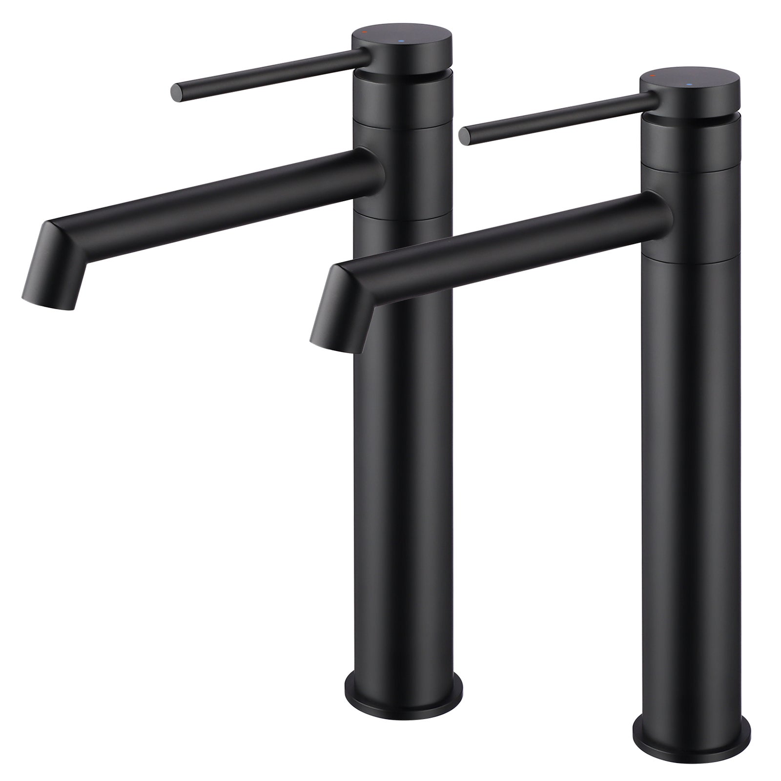 LOVHAUS Zestaw 2 Kranów Do Wysokiej Umywalki Łazienkowej, Kran Do Umywalki Wysoki Czarny Mat, Bateria Umywalkowa Jednouchwytowa 24cm