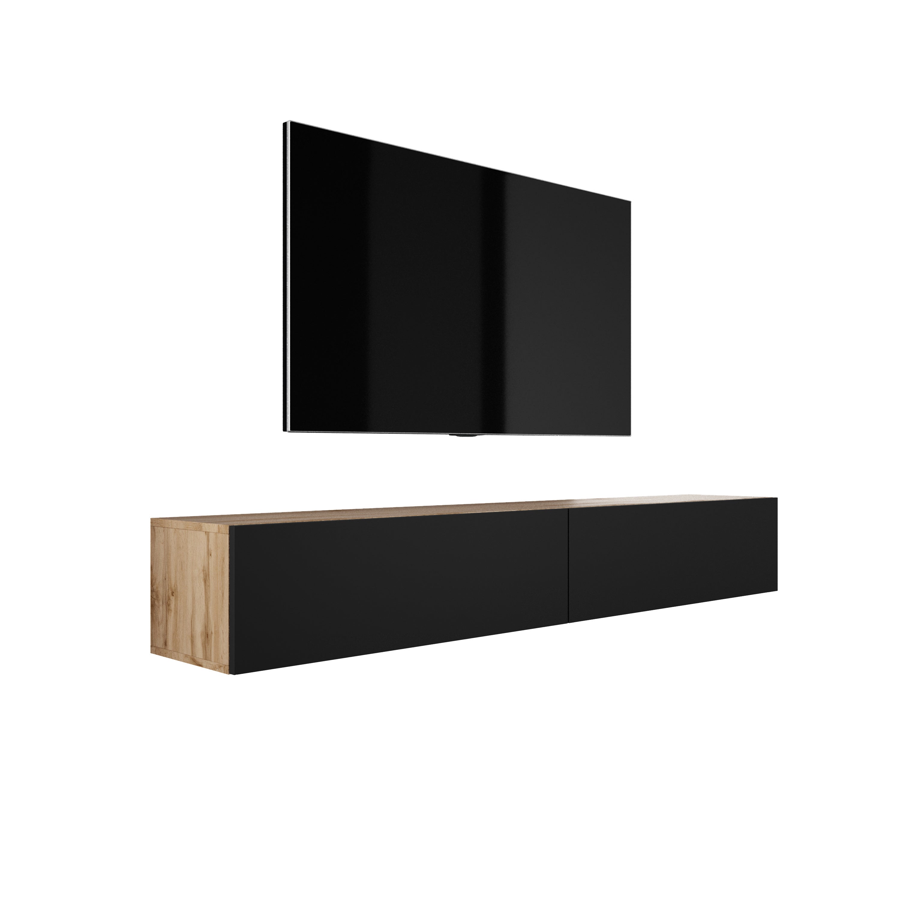 Szafka RTV : dąb Wotan / Czarny Matowy, (2 x 100) x 32 x 34 cm,