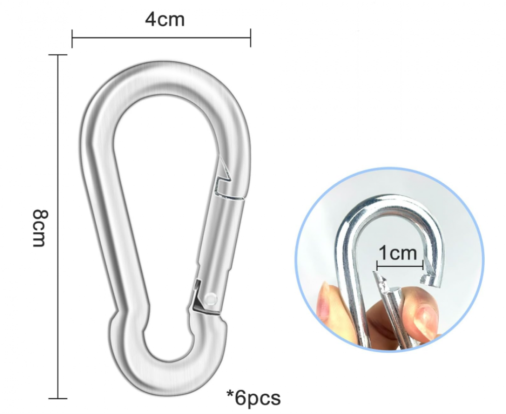 12 Pezzi Moschettone a Vite M6 in Acciaio Inox 304 - Connettori Moschettoni con Chiusura