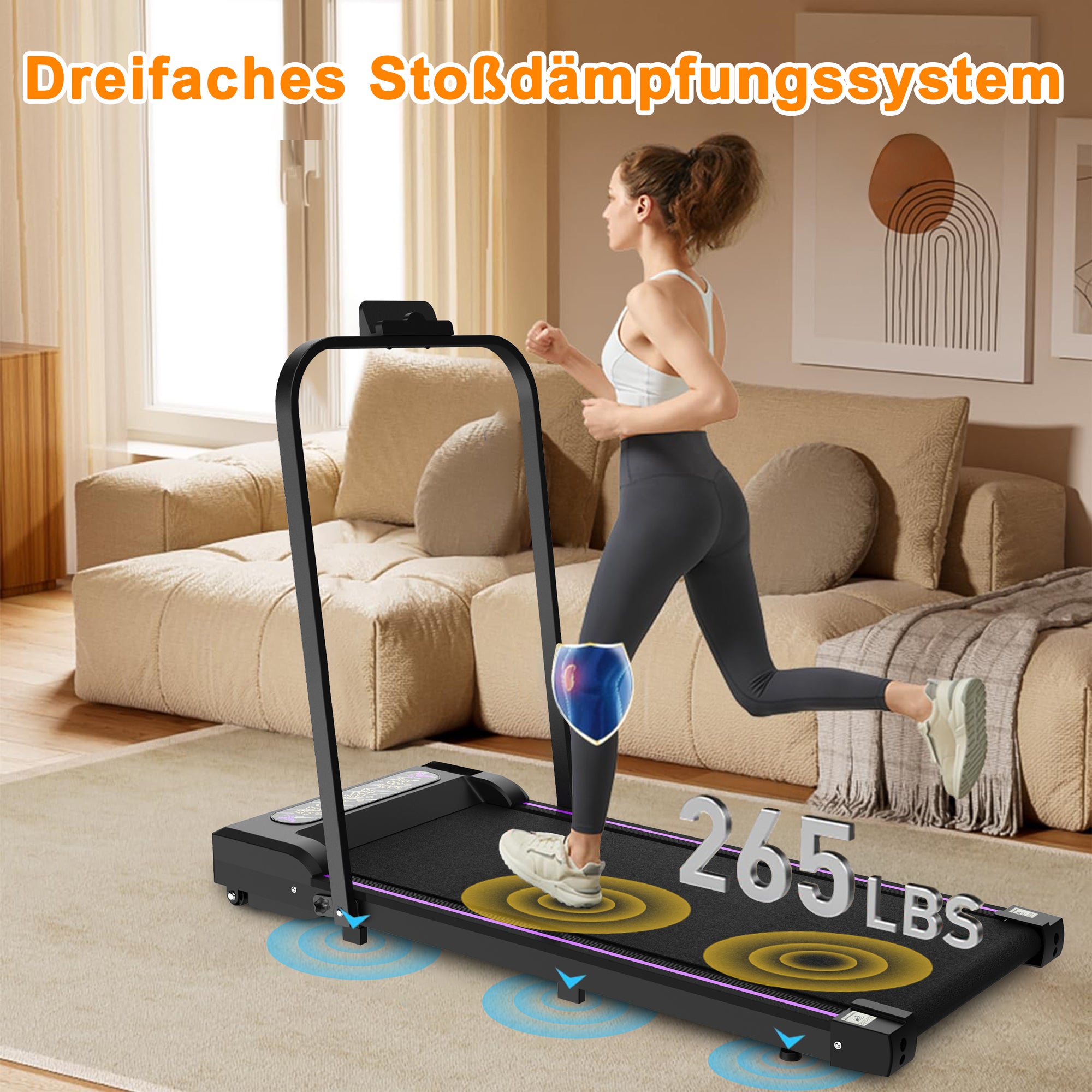 Esteira Dobrável para Casa e Escritório, Walking Pad 2,5 PS, Velocidade 1-8 km/h, Compacta e Silenciosa - 4