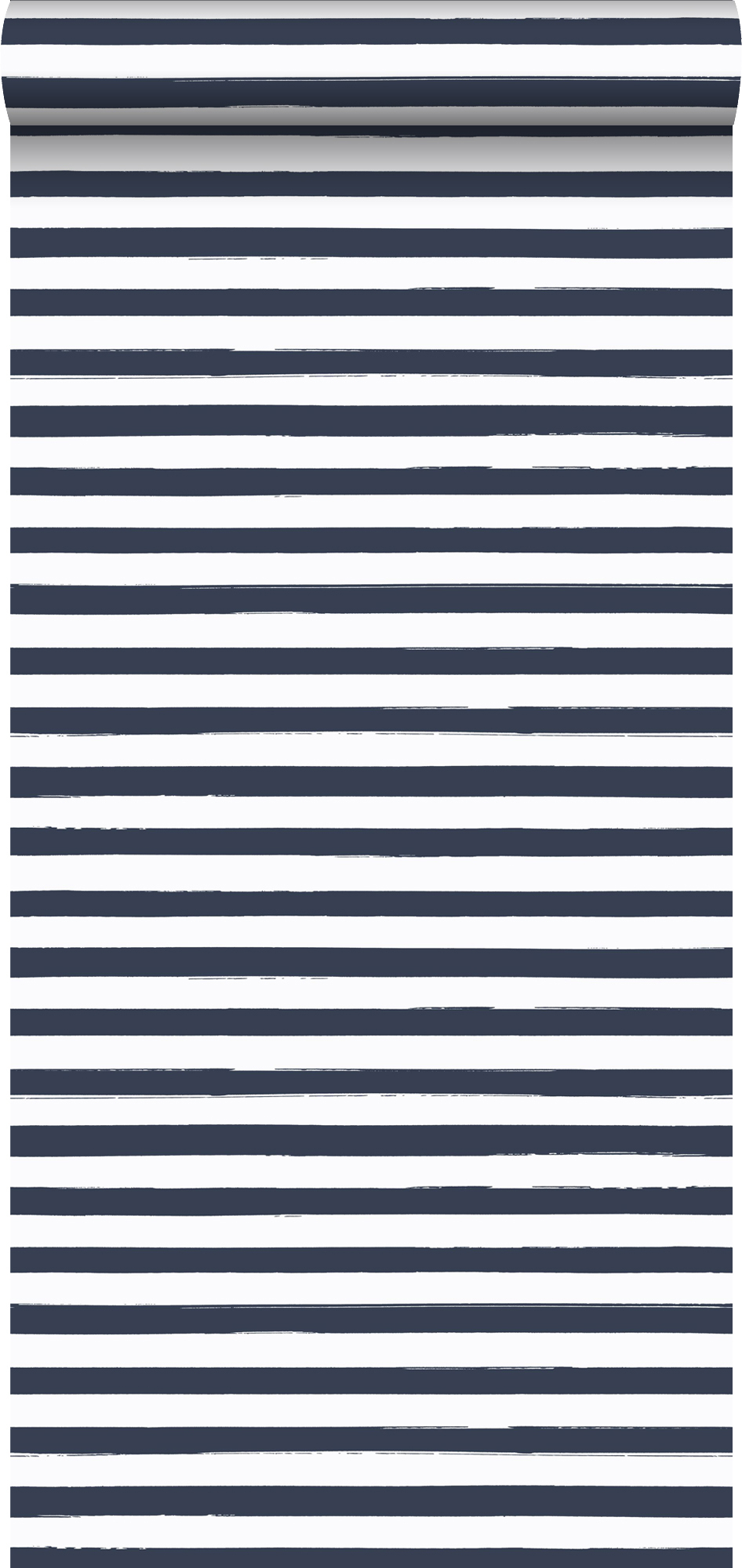 Papel pintado rayas pintadas azul oscuro y blanco - 0,53 x 10,05 m - estahome