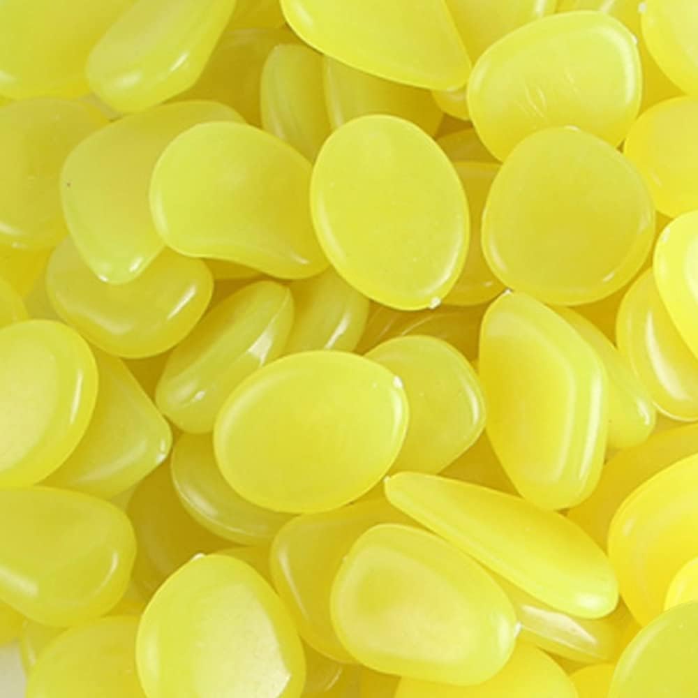 300 sztuk świecących kamieni, świecące w ciemności kamyki, kostka brukowa do ogrodu, ścieżki, akwarium, żółte, 8-11 mm