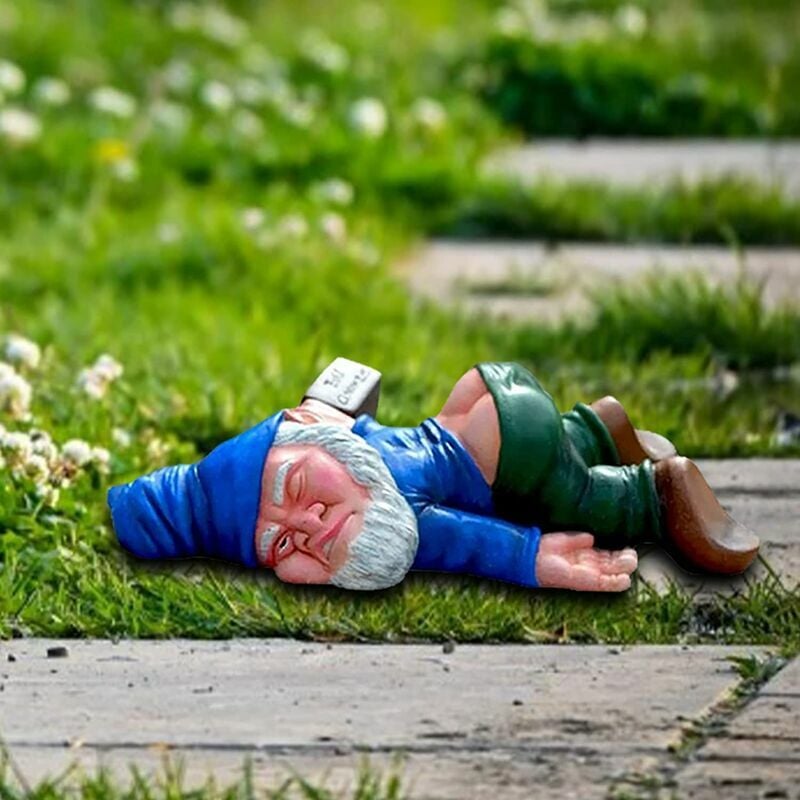 Zabawny Krasnal Ogrodowy Zewnętrzna Statua Gnomu z Żywicy Rzeźba Pijanego Krasnala do Domu Ogrodu Podwórka Trawnika Ganku Ozdoba
