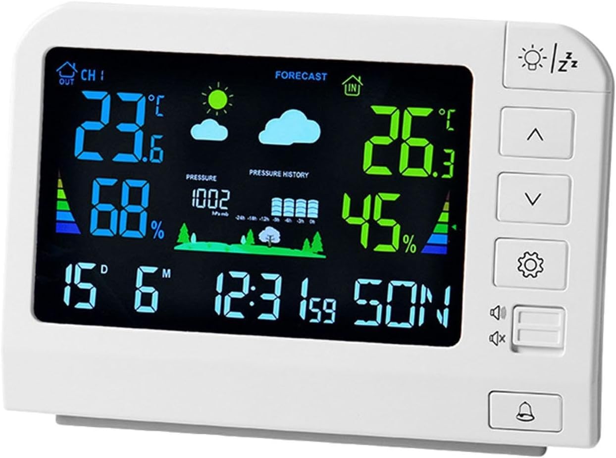 GEEVON Thermomètre extérieur intérieur numérique Moniteur de jauge de température réveil sans