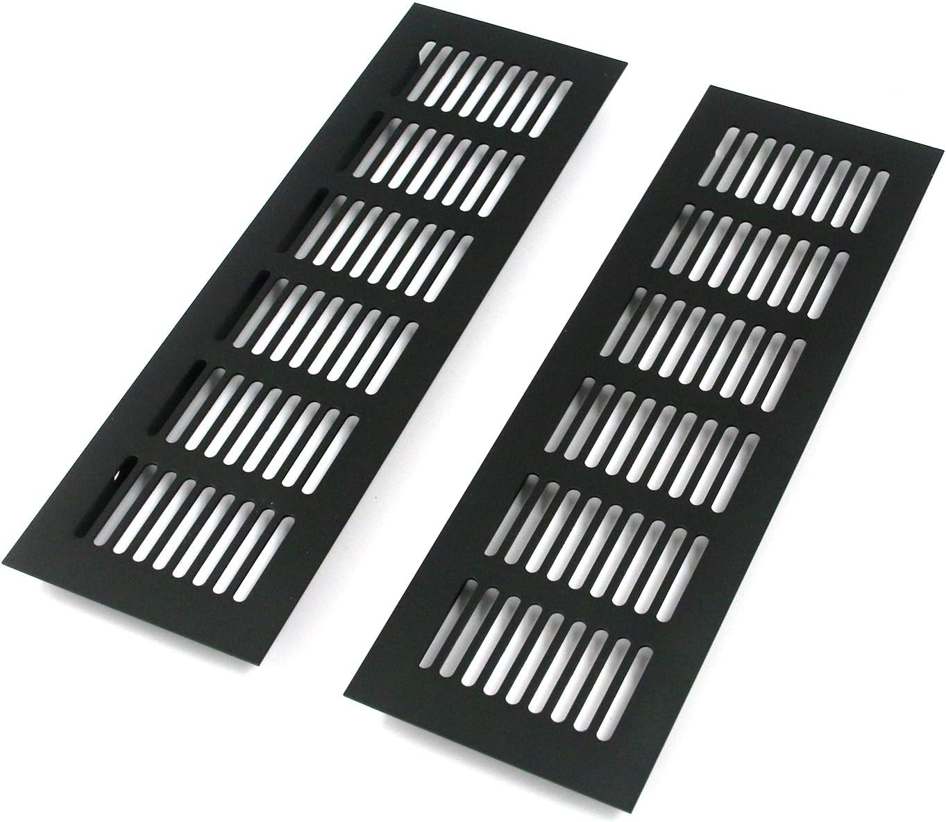 Prostokątna kratka wentylacyjna z aluminium, 2 sztuki, zewnętrzna kratka wentylacyjna, czarna, 250 x 80 mm