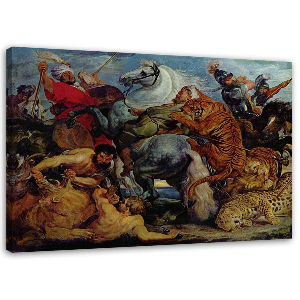 Obraz na płótnie, Polowanie na tygrysa - P. P. Rubens reprodukcja 120x80