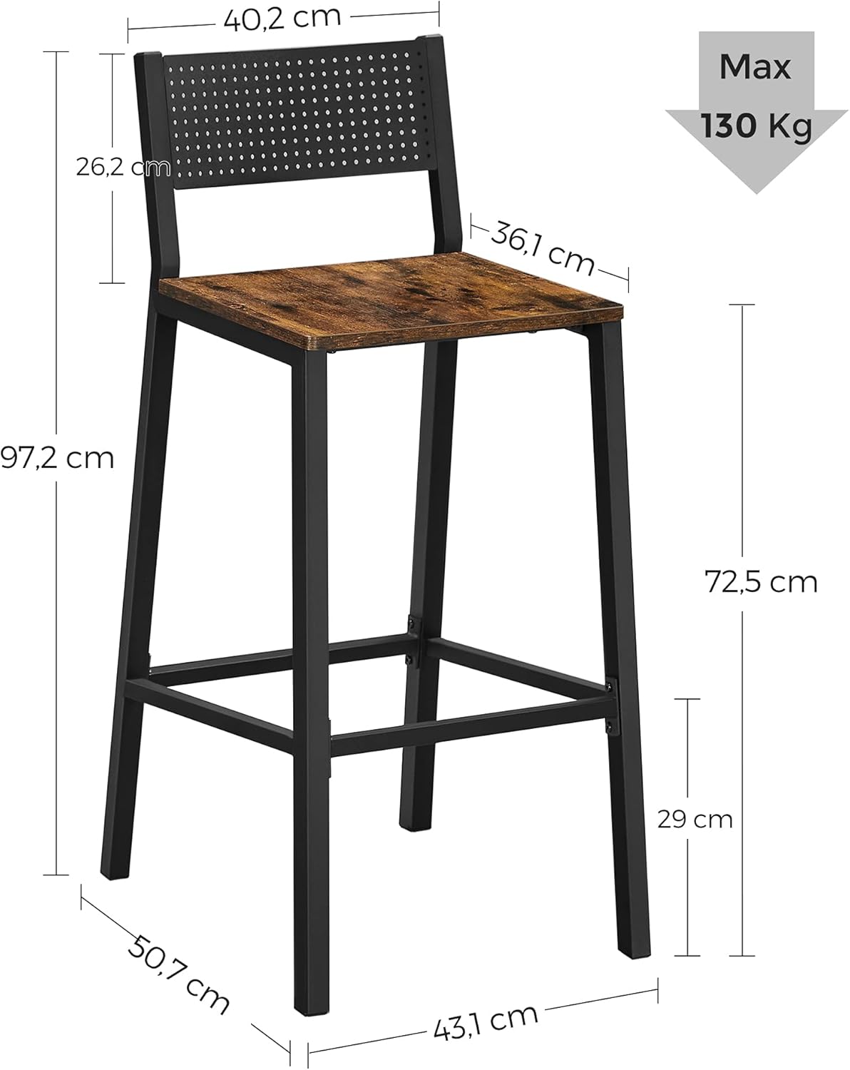 Tabourets De Bar, Lot De 2 Chaises Hautes, Sièges Cuisine, Salle À Manger - 5