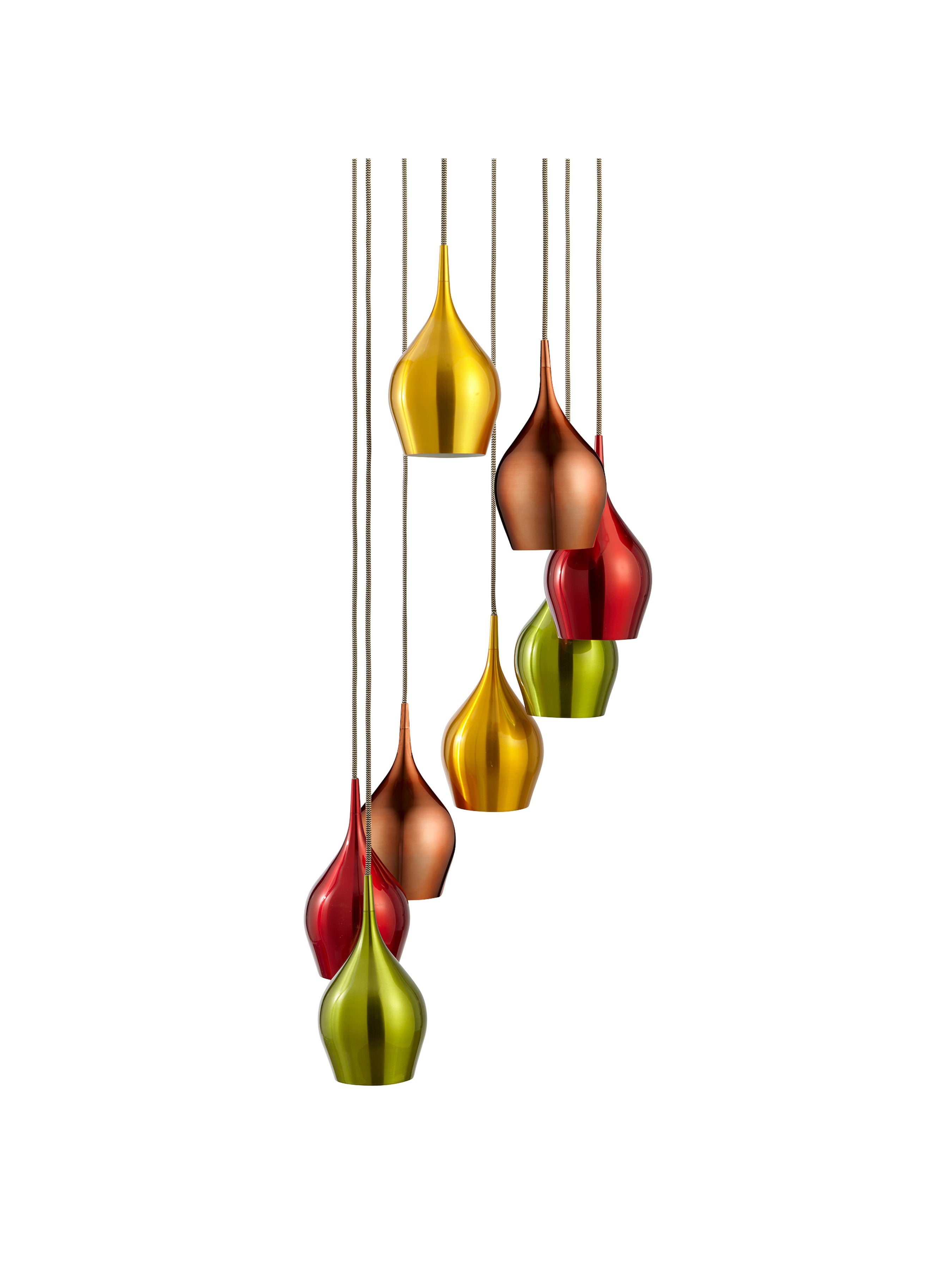 VIBRANT 8L Plafonnier Rond diamètre 33cm multi tête couleurs rouge, vert, dore, cuivre E14 8x60w - 2