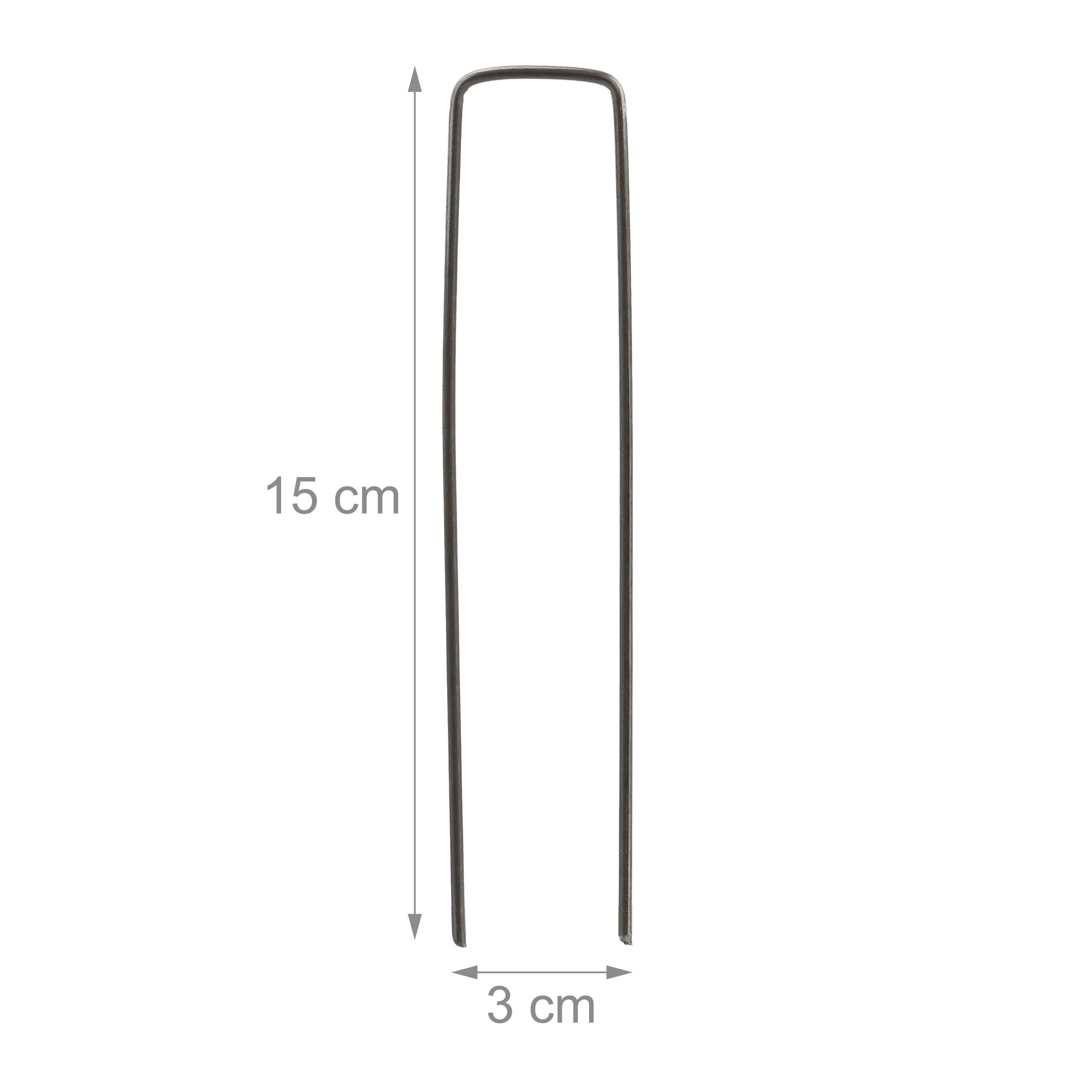 Piquets de fixation en lot de 150, 15cm de long, diamètre de 2 mm, crochets U, acier, géotextiles, anthracite, Relaxdays - 4
