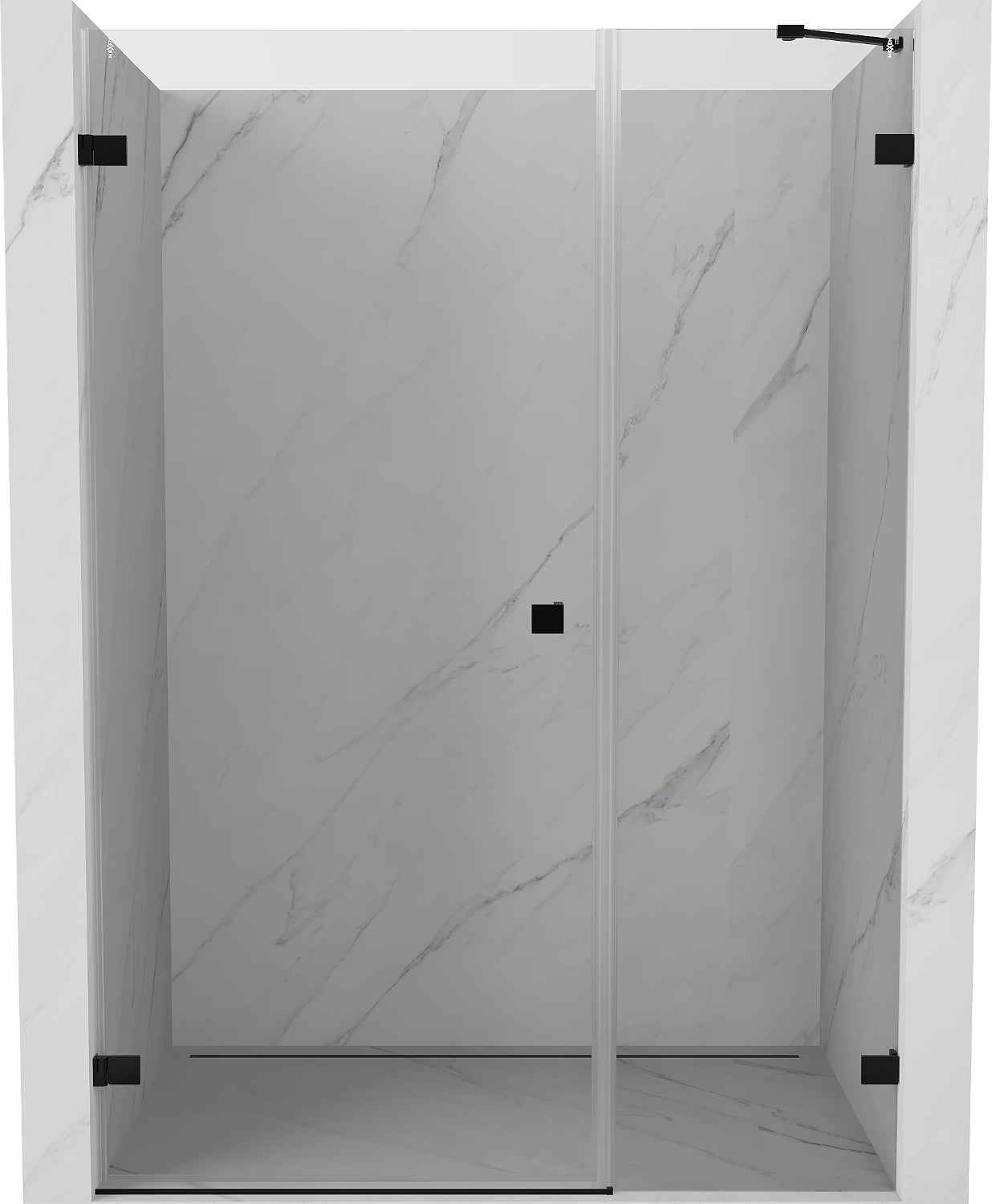 Mexen Lunar-B drzwi prysznicowe uchylne lewe 120 cm, transparent, czarne - 832S-120-050-70-00-L