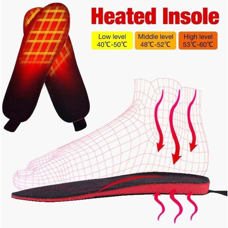 Semelles chauffantes électriques, semelle chauffante rechargeable avec interrupteur à télécommande 3 niveaux de chaleur (taille 35-40) - 3