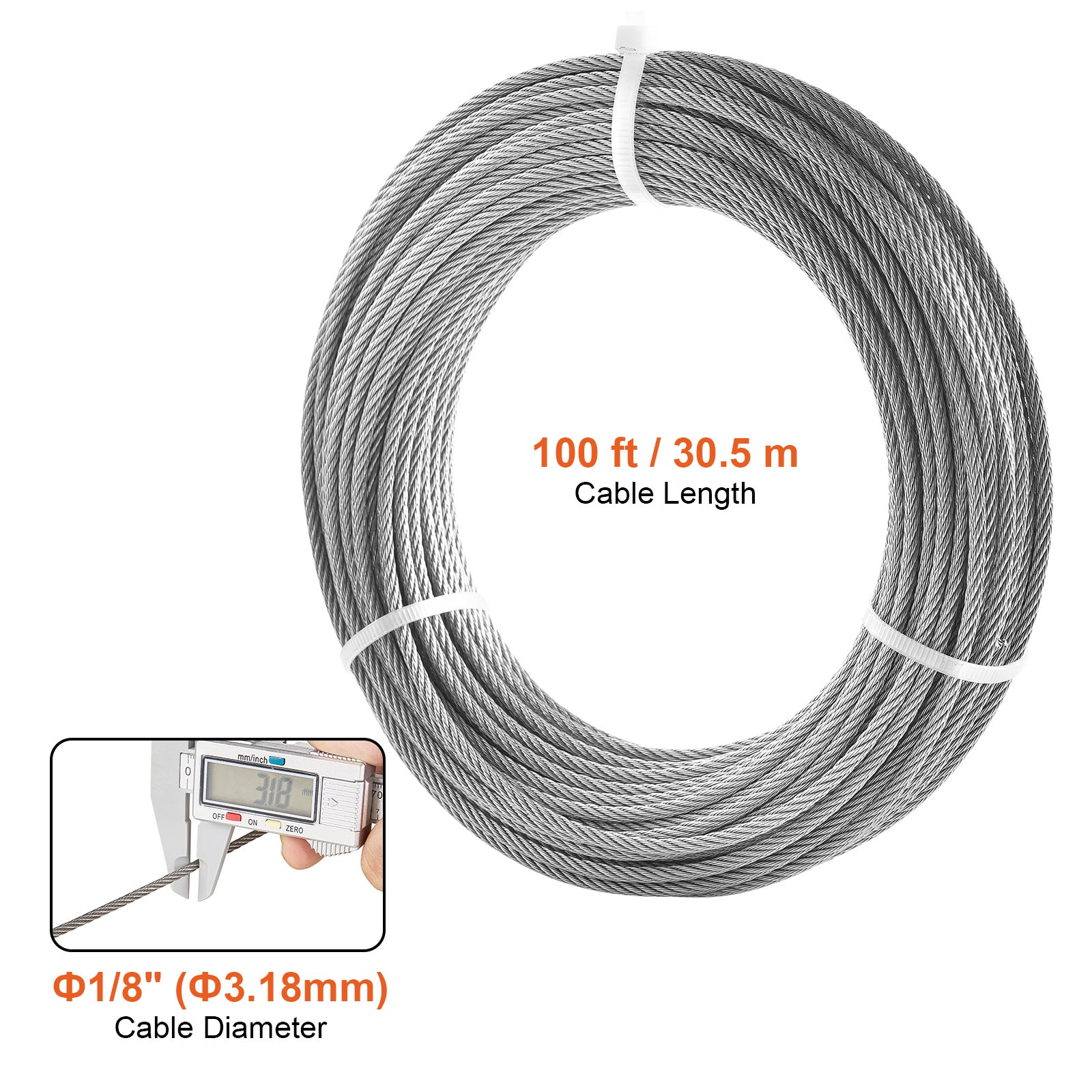 Câble En Acier Inoxydable 316 - Diamètre 3 Mm, Structure 7x7 - Longueur Au Choix - Neuf