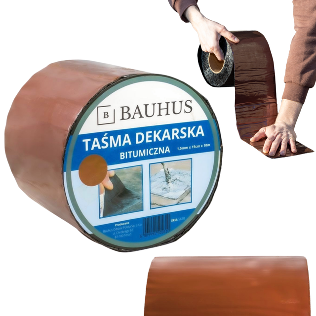 Taśma dekarska Bauhus bitumiczna brązowa 15 cm x 1,5 mm x 10 mb