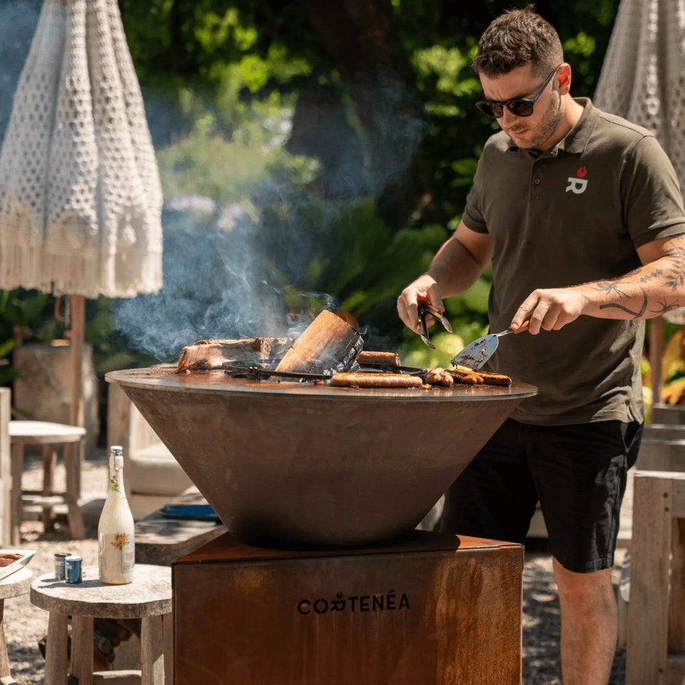 PACK Brasero Corten 80cm + Grille + Rebord - 4