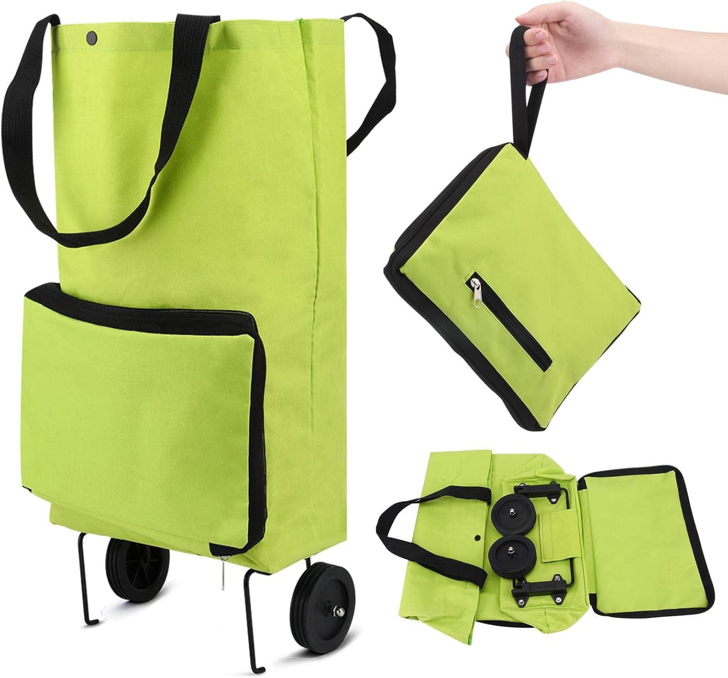 Sac de courses pliable à roulettes - imperméable - 1 pièce - bleu