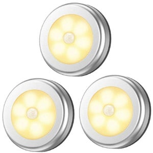 Luca notturna a LED con sensore di movimento, confezione da 4 pezzi, alimentate a batteria, luci auto/on/off, sensore per scale per interni, per WC, corridoio