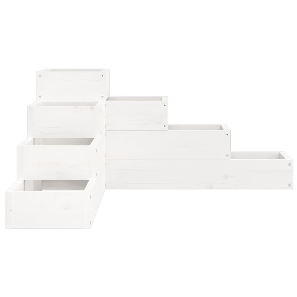 vidaXL Jardinière 4 niveaux 80,5x79x36 cm blanc bois de pin massif - 4