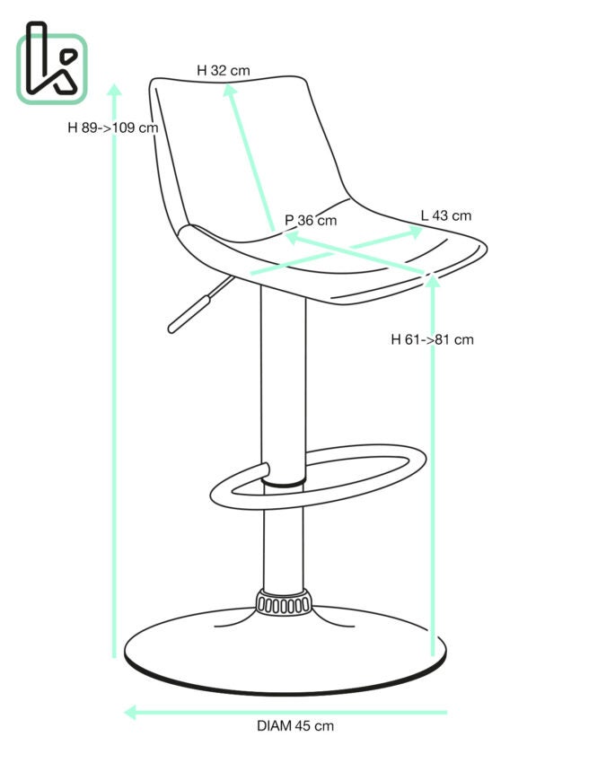 Juego de 2 taburetes de bar industriales, asiento acolchado con respaldo, cuero sintético efecto vintage, giratorio, altura ajustable HELIO (negro) - 5