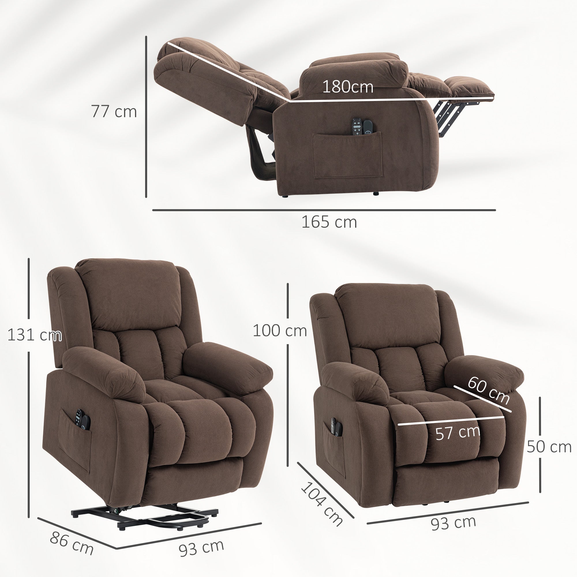 Fauteuil releveur électrique Velours (100% polyester) HOMCOM - 3