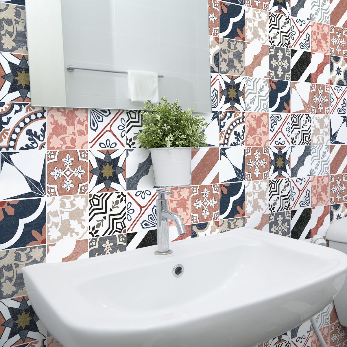 30 vinilos baldosas de cemento pio - adhesivo de pared - revestimiento sticker mural decorativo - 30stickers15x15cm