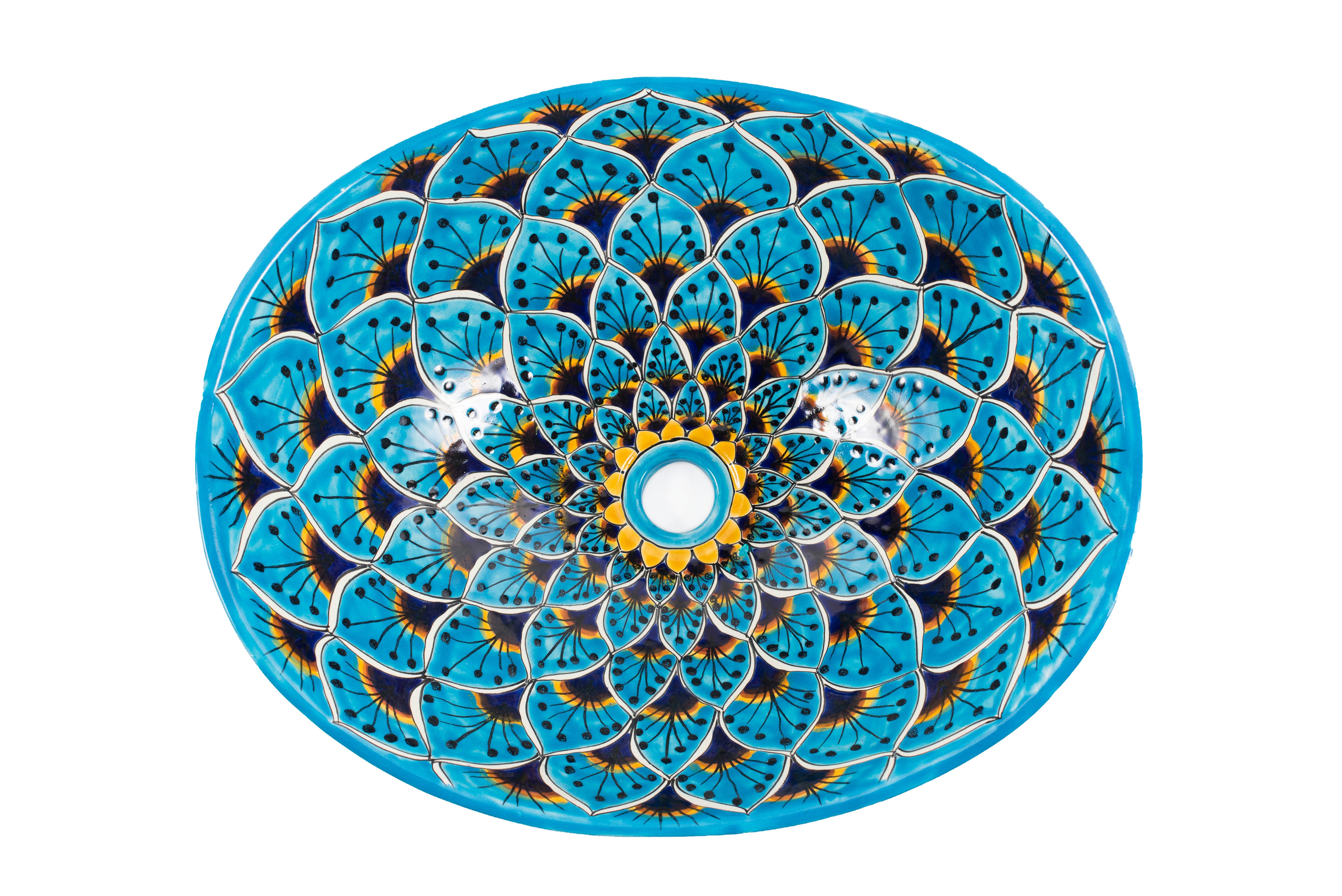 Vasque à Poser Mexicaine Talavera Céramique Bleue - Salle De Bain - Azura