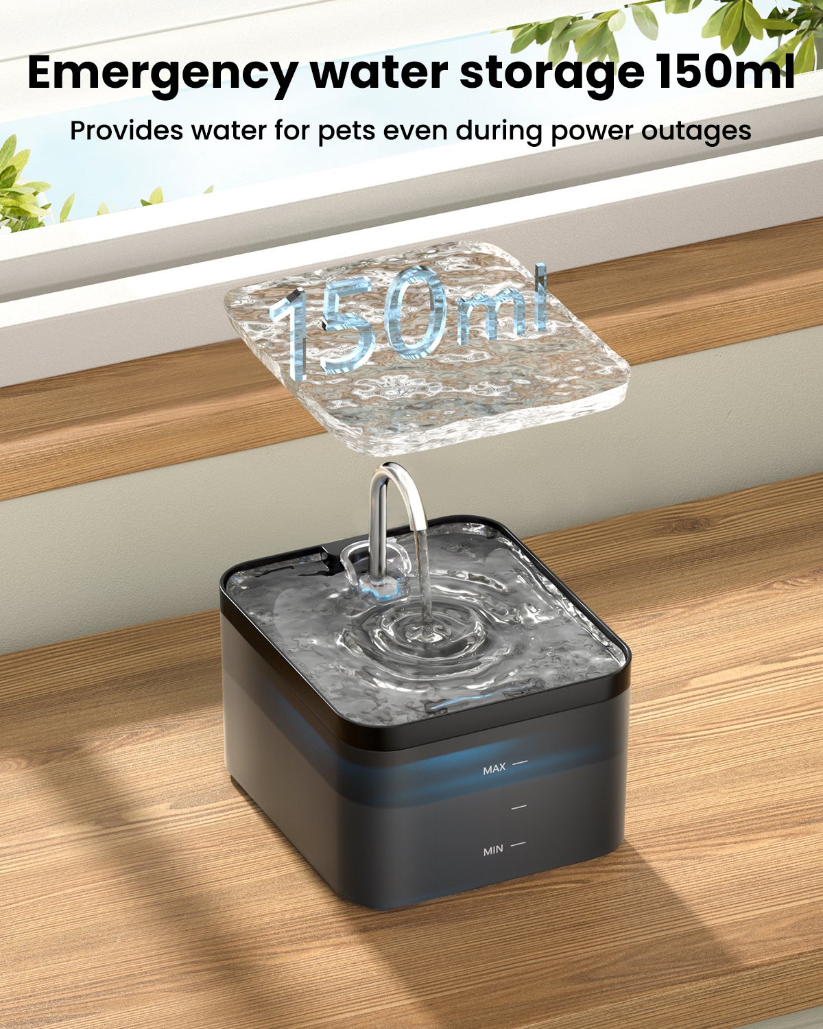 2,2L Fontaine à Eau pour Chat, Super Silencieuse, Facile à Mettoyer, Fontaine a Eau avec LED, Convient à Plusieurs Animaux de Compagnie (Noir) - 5