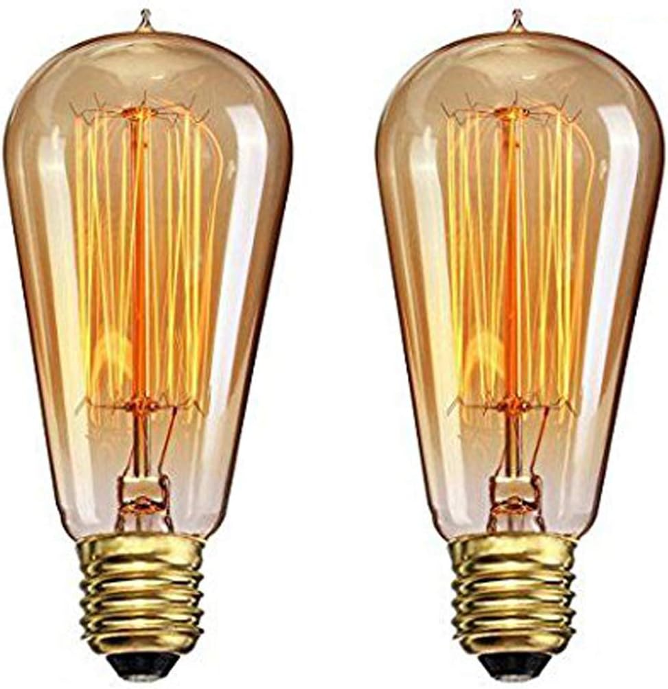 Żarówki Edisona, 40 W, ciepłe światło, do lamp stołowych, do użytku domowego, do dekoracji w stylu vintage, opakowanie 2 szt.
