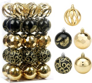 30 decorazioni natalizie in plastica, 6 cm - Decorazioni per alberi e feste - Set regalo di Natale, palline da appendere | Leroy Merlin