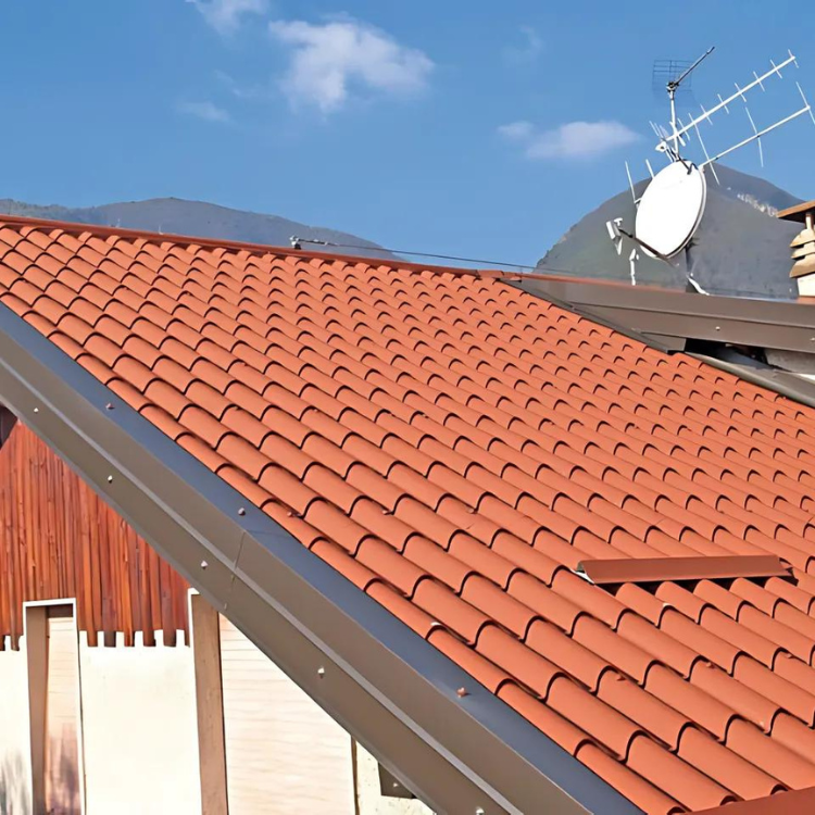 Pack de 2 plaques de toiture imitation tuile Iccopo en PVC 2,09 m x 99 cm x 2 mm Terre Cuite - 2