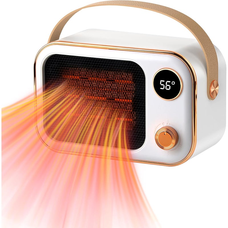 Ceramiczny grzejnik termowentylacyjny o mocy 1200 W, mały grzejnik elektryczny, zabezpieczenie przed przegrzaniem i przewróceniem