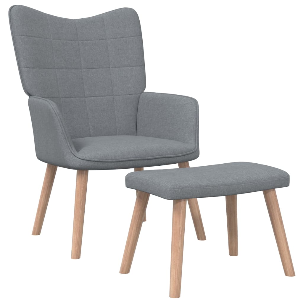 Sillón de relax | silla de relax | silla de relajación con taburete tela gris claro cfw998791