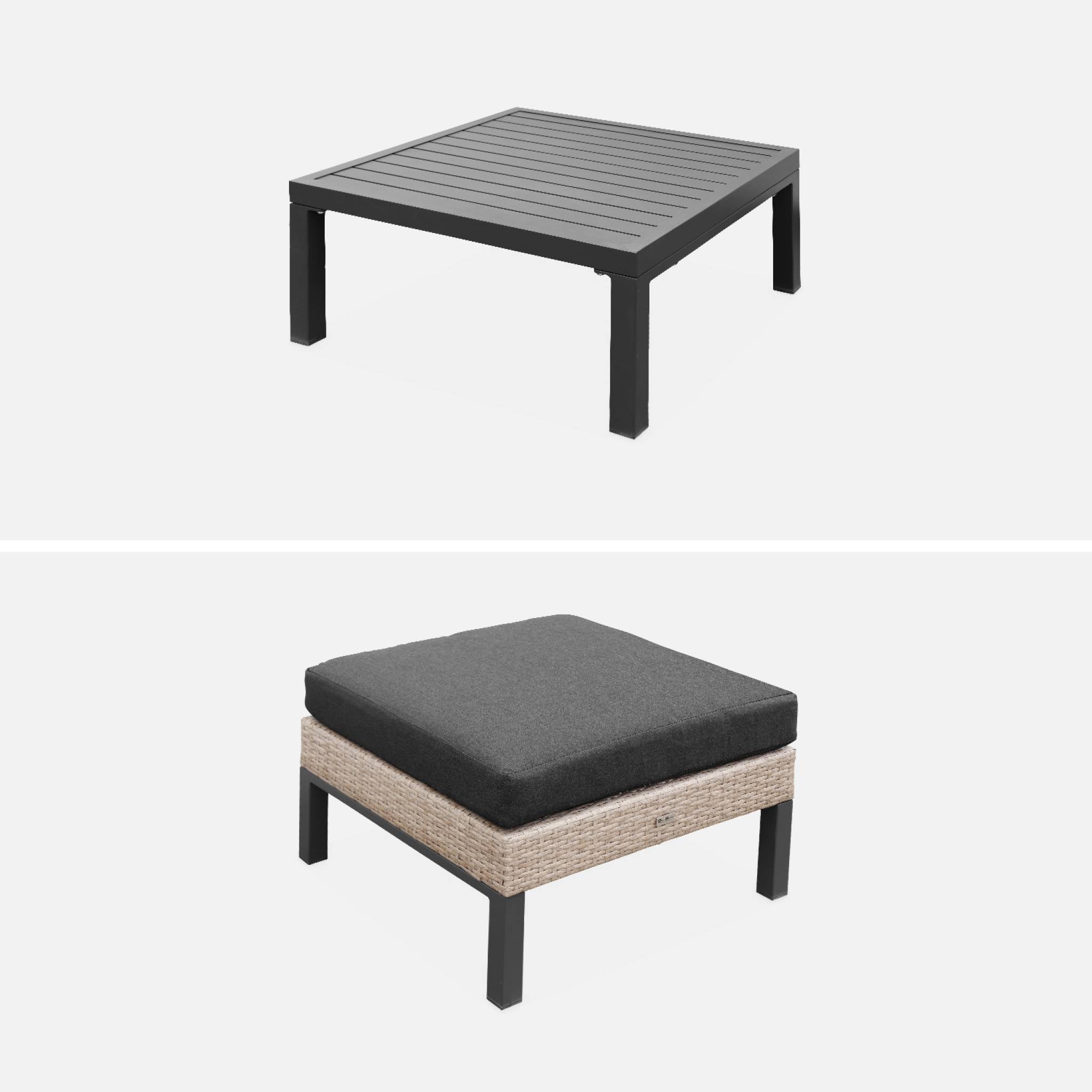 Salon de jardin VELLETRI. gris foncé. aluminium. résine tressée. 5 places L68 x P74 x H63/76cm VELLETRI - 8