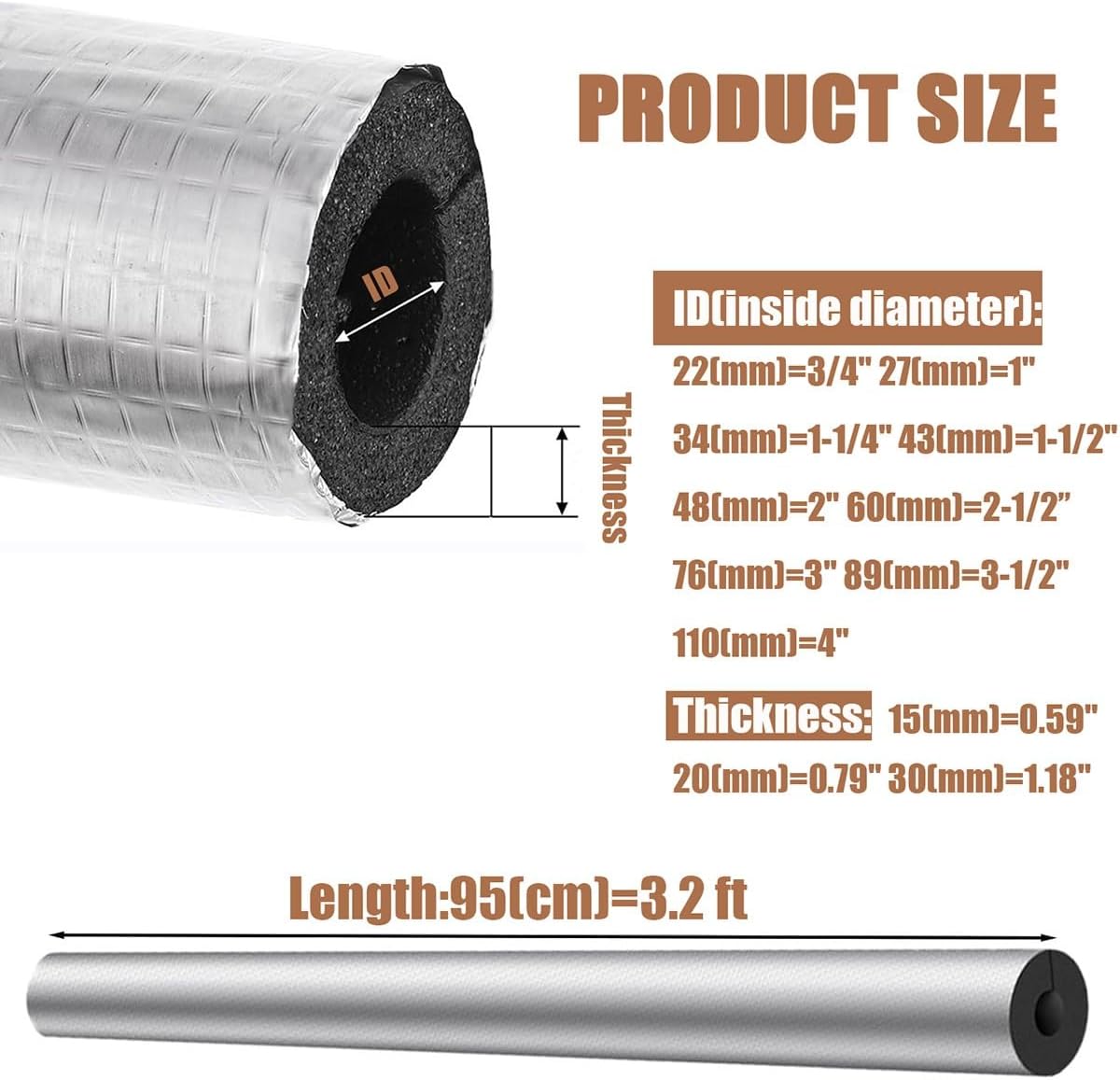 (Dimensões: 27 mm x 20 mm) Mangueira de espuma anticongelante, mangueira isolante, manga flexível, para tubulações de água de aquecimento, suporte par - 5
