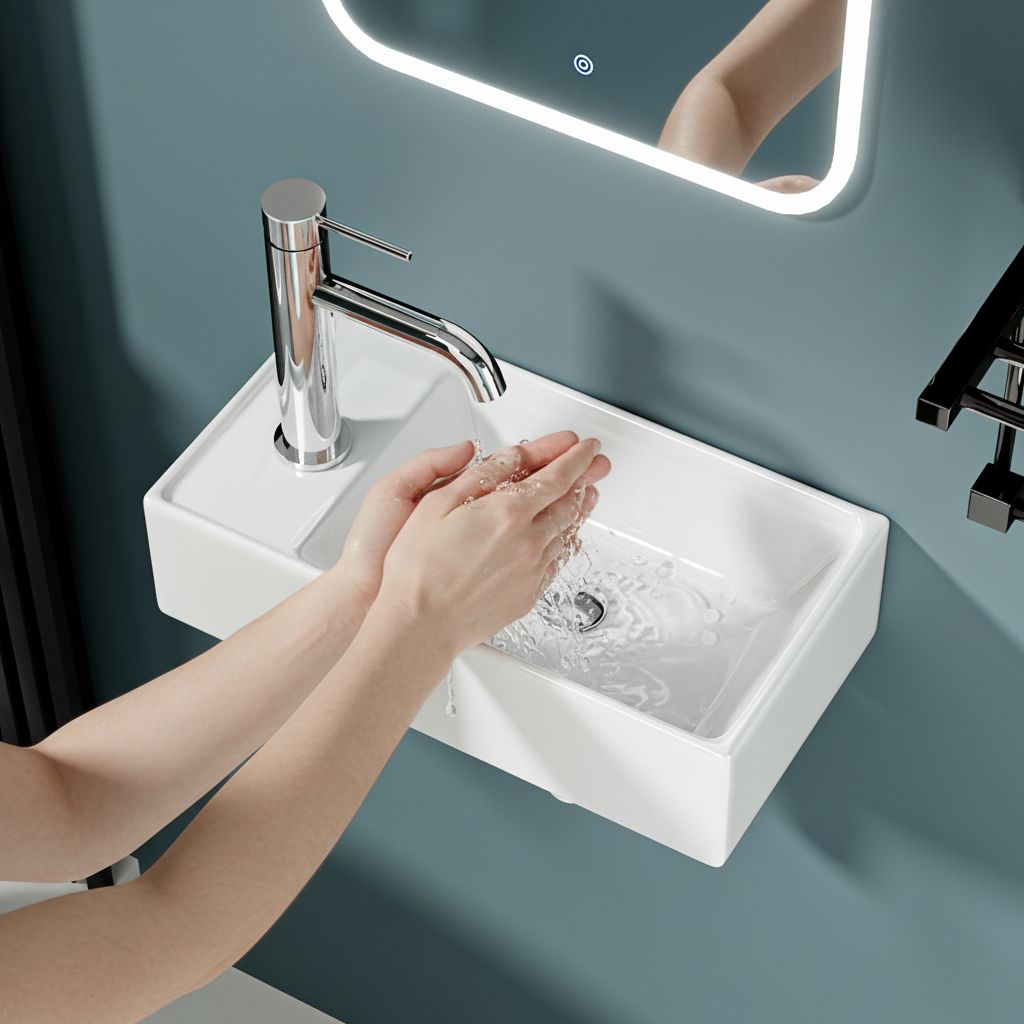DILECI - Vasque lave-mains avec rebord sortie gauche (41,5x22x10cm) - MARIE - 6