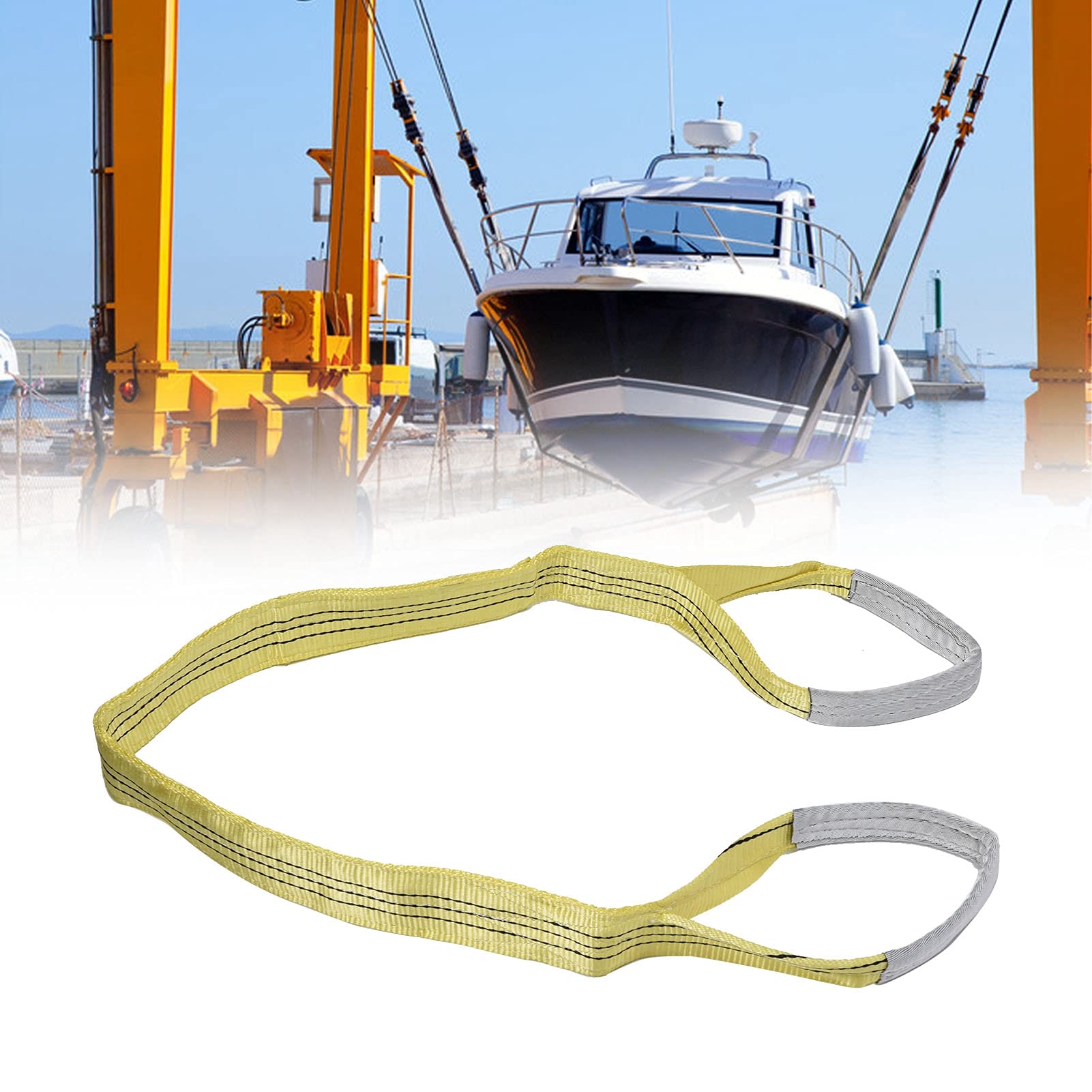 Cinghie di Sollevamento Cinghie in Tessuto Imbracatura di Sollevamento per Impieghi Gravosi Capacità di Carico 2T Imbracatura a Nastro Piatto in Poliestere per Macchinari Navali(2m (6.56ft