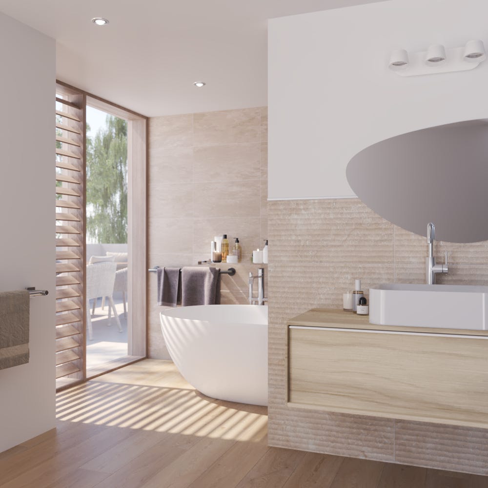 ARTENS - Échantillon de lame PVC - 28 x 15 cm - Sol PVC à clipser RAILTON - FORTE - Effet bois - Beige clair - Epaisseur 4 mm - Classe 32 - 5