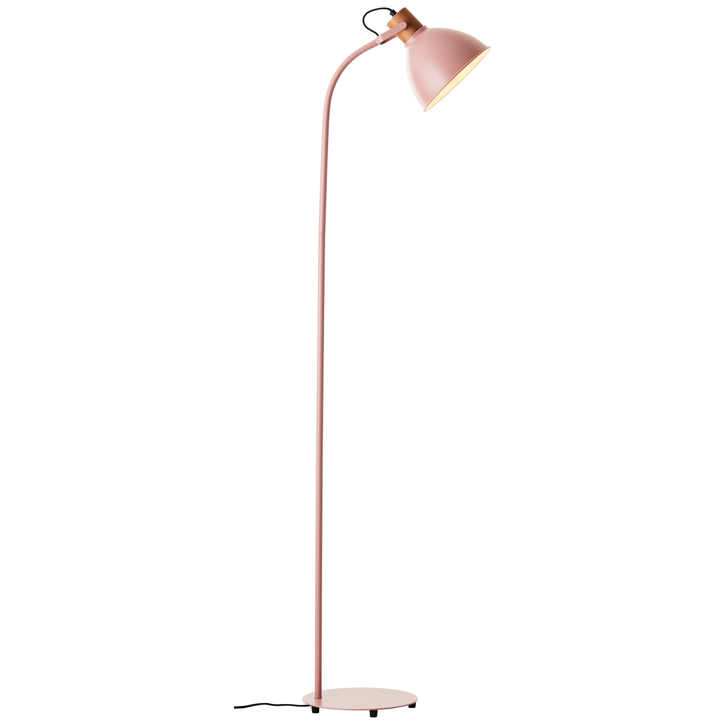 Brilliant Lampa podłogowa Erena 1.5m jasnoróżowy metal/drewno włącznik nożny 1x A60, E27, 40 W, pasuje do zwykłej żarówki (brak w zestawie) - 3