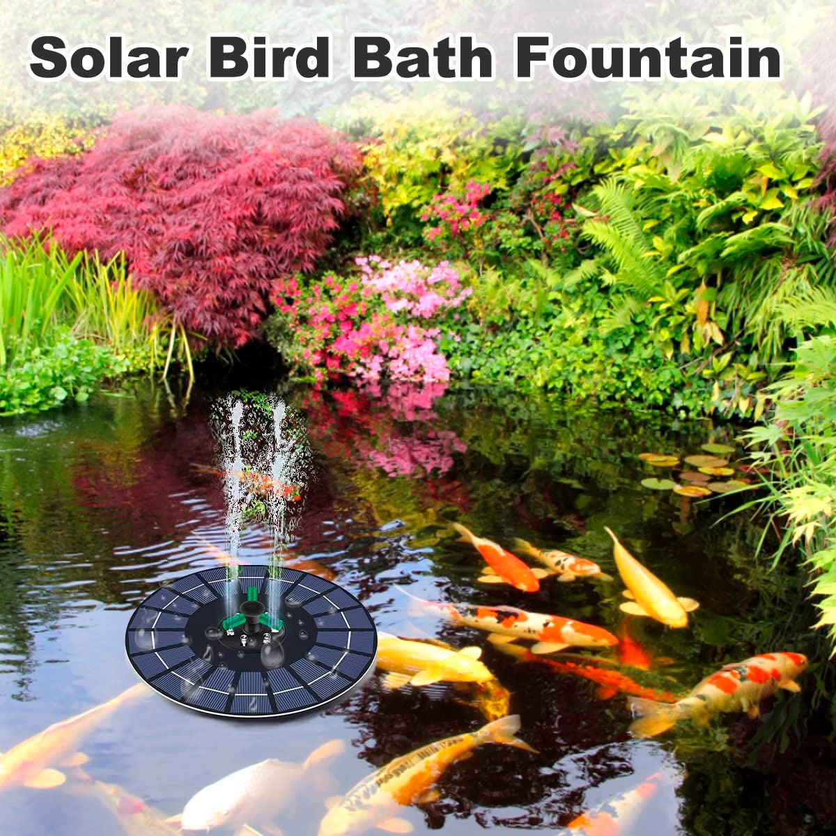 Fontaine solaire, pompe à eau solaire pour bain d'oiseaux avec lumière LED, pompe à eau flottante à énergie solaire pour jardin, piscine, 23 cm - 2