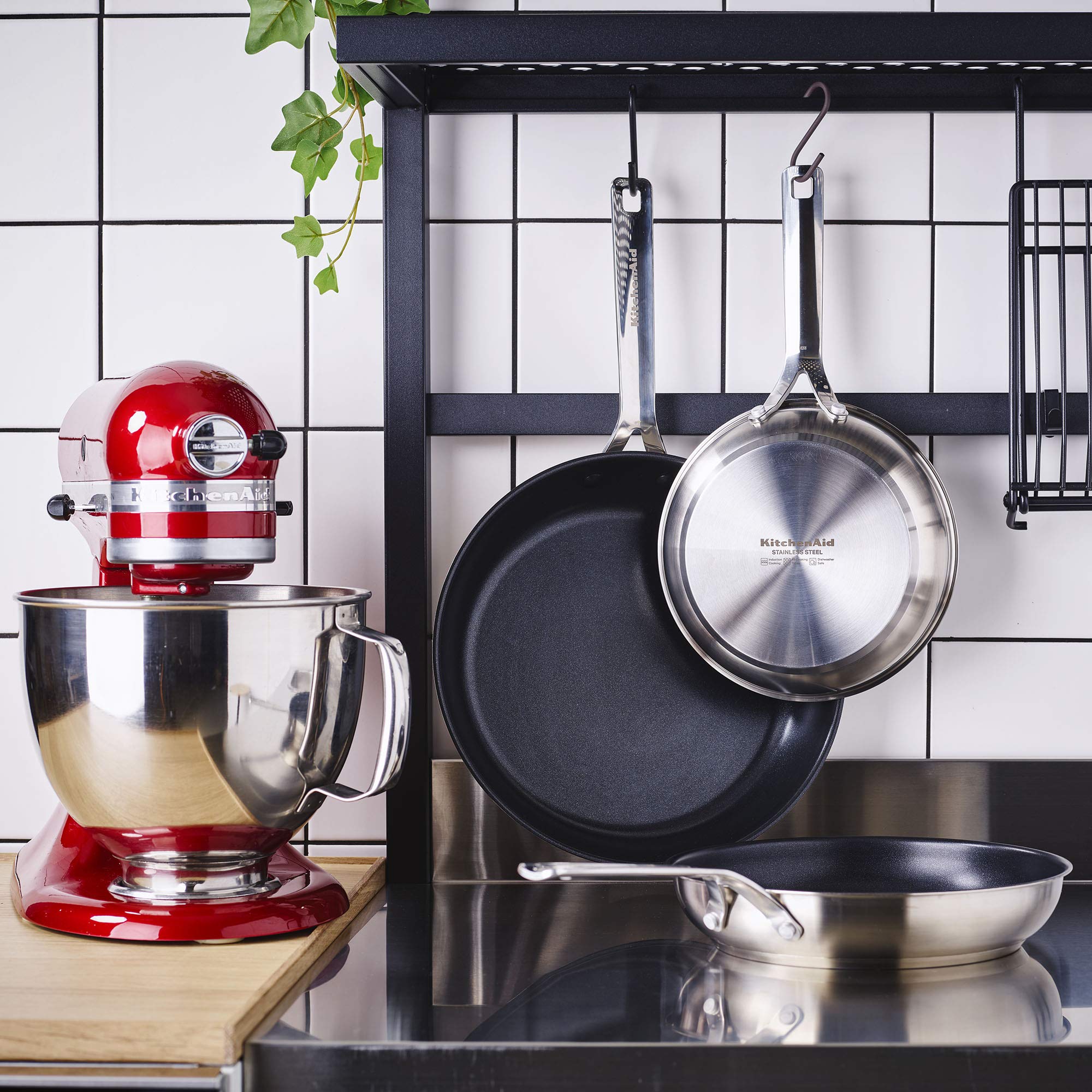 KitchenAid Stainless Steel Set di Pentole Antiaderenti in Acciaio Inox con