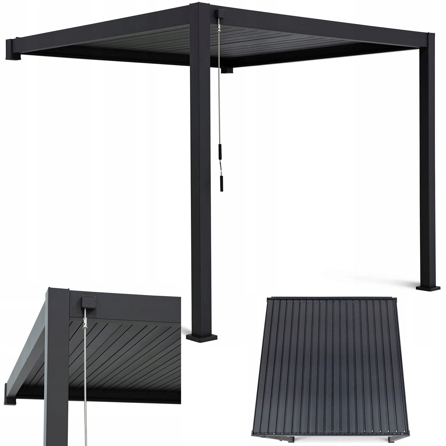 Pergola Ogrodowa Gutroof Przyścienna Aluminiowa Antracyt 3x4 300x400 Regulowana 1 szt