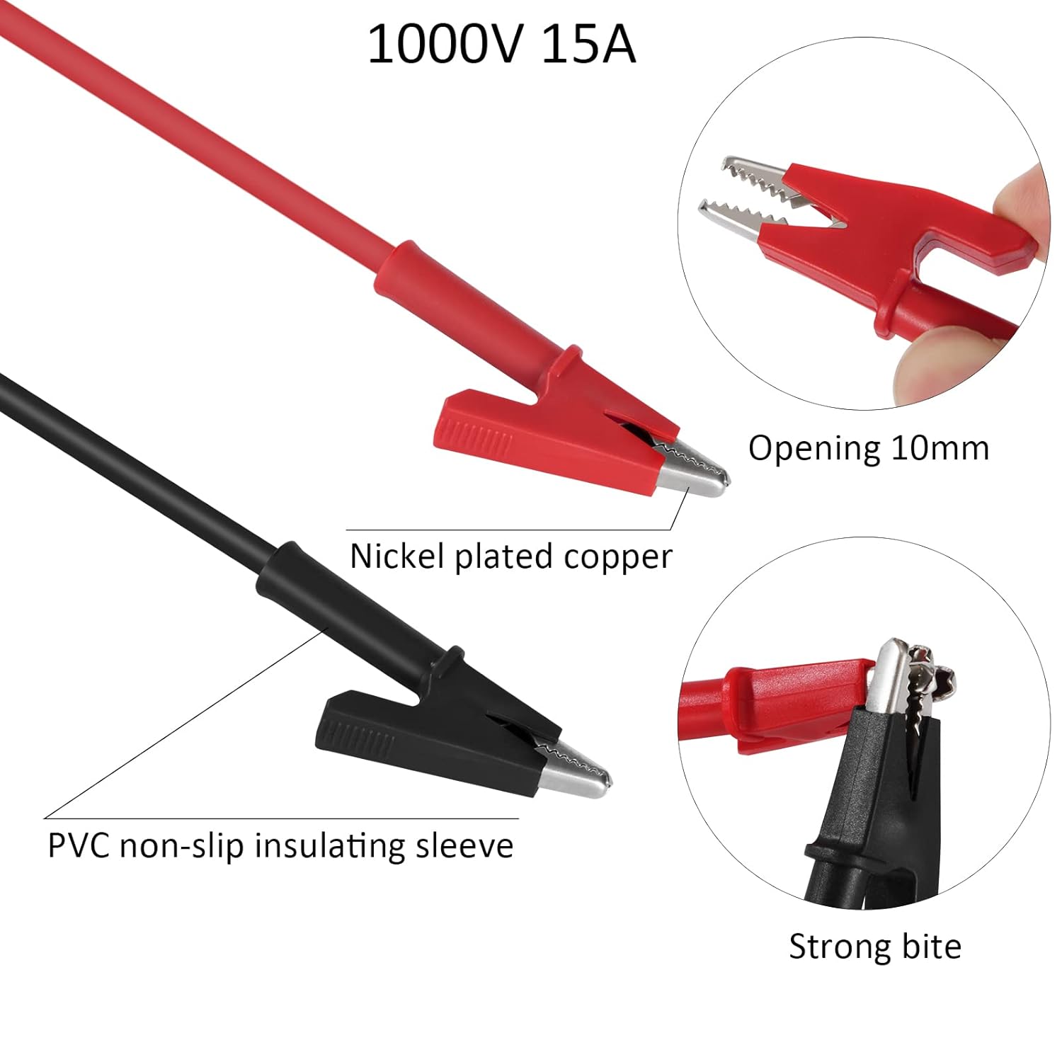 Câbles de Test de Multimètre avec Sondes de Multimètre Pince Crocodile pour Multimetre Professionnel Testeur Electrique Noir Rouge 8 Pièces - 2