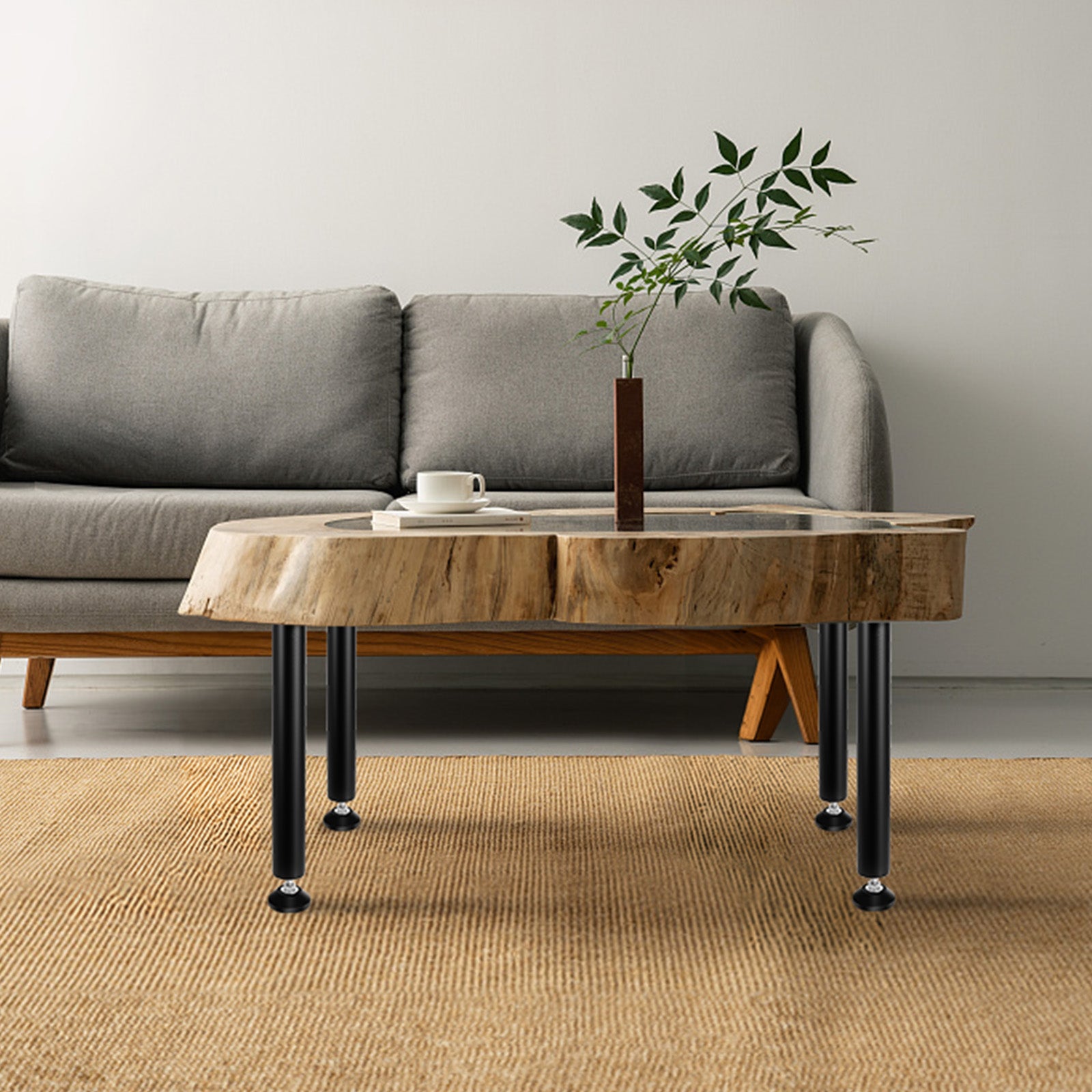 Pied de Table VEVOR 4PCS Pieds de Bureau Réglables 40,6 cm Acier Massif Capacité de Charge 544 kg Installation Rapide Pieds de Meubles Noirs - 8